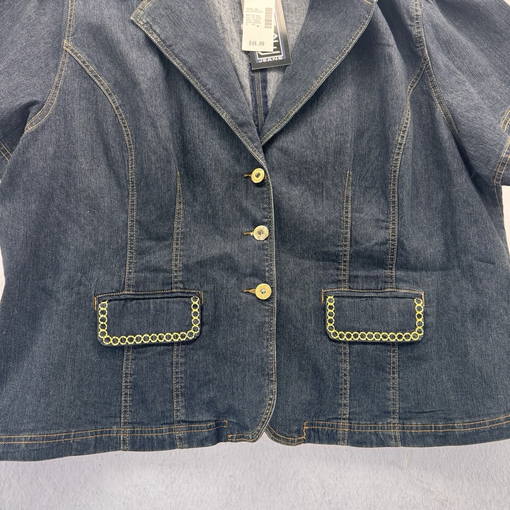 Just Blu Jeans Denim Jean Blazer Jacket Embellishment 26W NWT - Picture 4 of 12